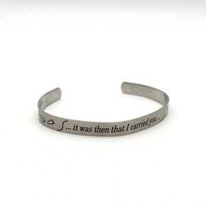 JCM Stainless Steel Footprints in the Sand Cuff Bracelet Silver‎ Tone